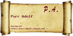 Purr Adolf névjegykártya